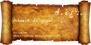 Adamik Ágnes névjegykártya